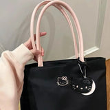 Large-capacity Tote Bag with Kitty embroidery, lightweight Underarm Handbag for Women, Cute and Exquisite, Suitable for Young Gi