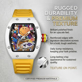1 piece cute smiling face colorful pattern yellow strap square watch fashion personality trendy daily wear wristwatch