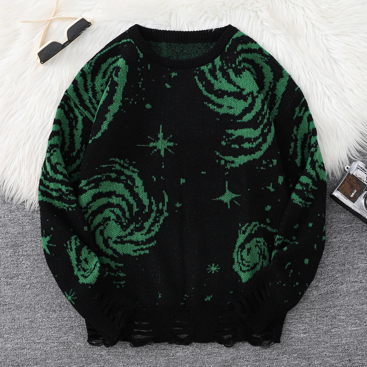 Men's Abstract Star Knit Crew Neck Sweater