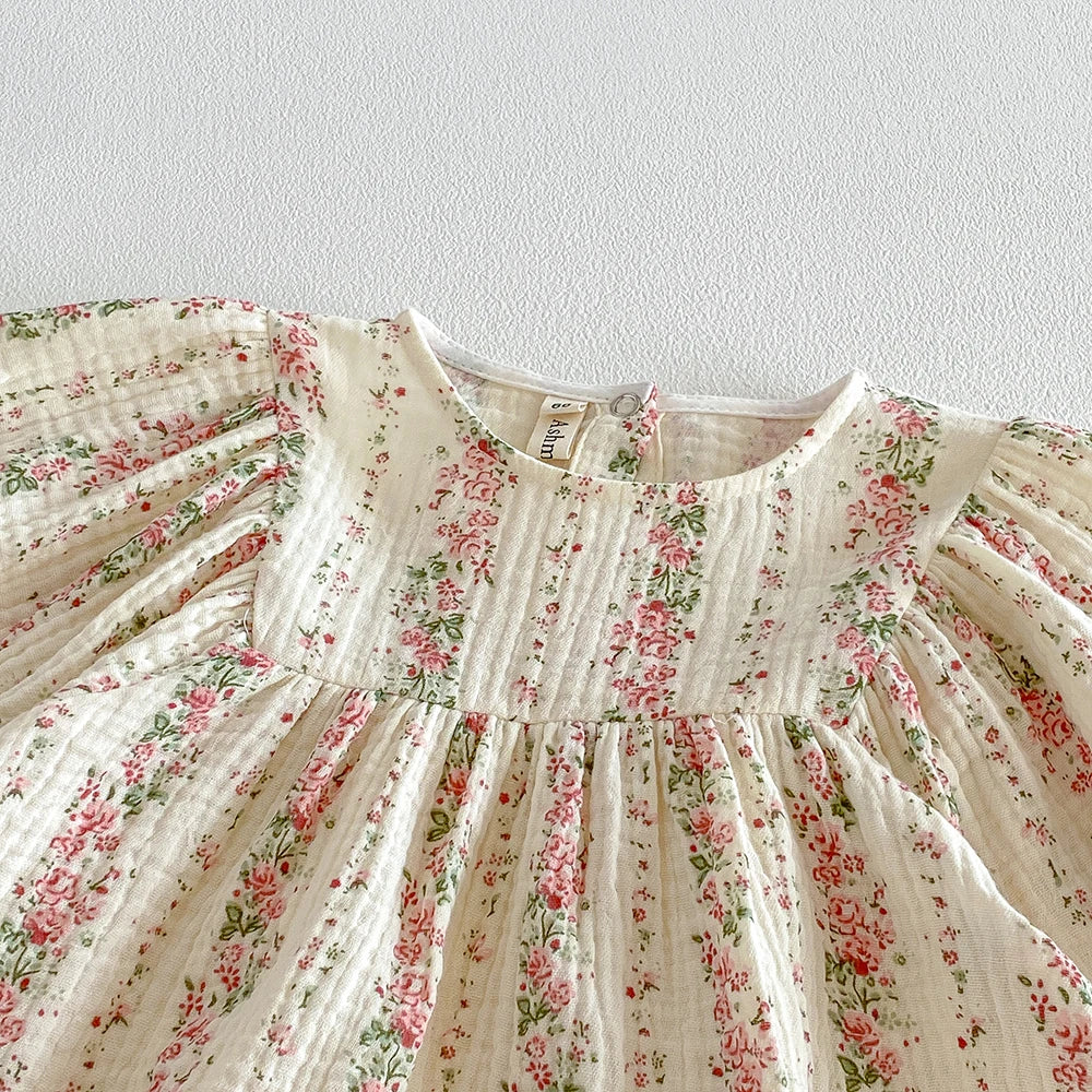 New Autumn Toddlers Girls Lace Embroidery Blouses Puff Sleeve Ruched Tops Baby Kids Floral Loose Shirts Fall Children Clothing