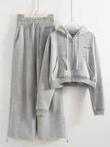 Women Tracksuits Winter Fleece Sweatsuit Brown Warm Crop Zipper Hoodies And Sweatpants Set For Women 2 Piece Velvet Pants Sets