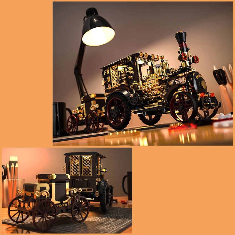 1331-Piece Vintage Steam Car Building Block Set