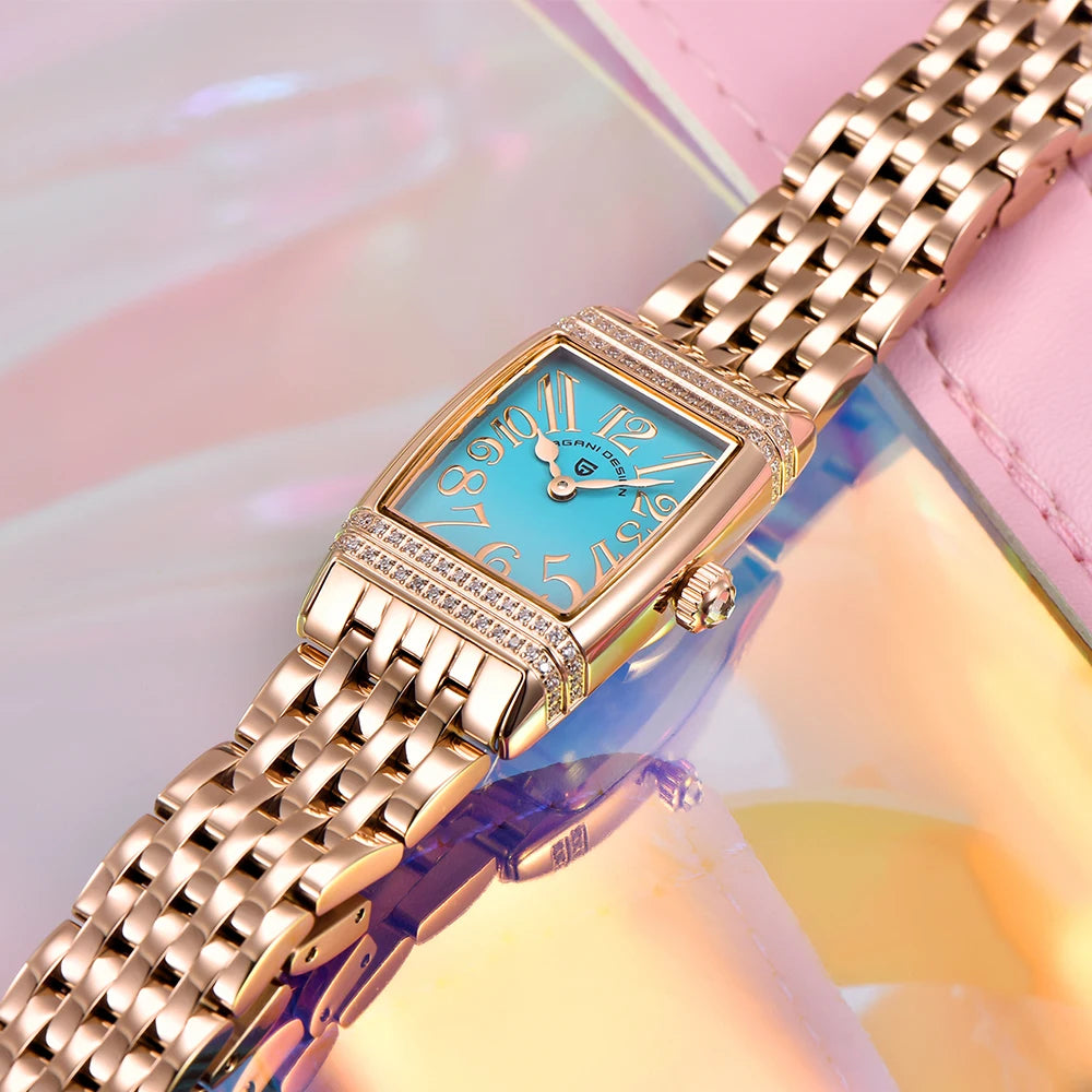 Pagani Design New 22mm Square Women's Quartz Watch Stainless Steel Sapphire Glass 50m Waterproof Women's Quartz Watch