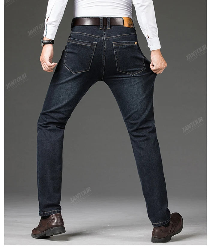 Cotton Men's Jeans Denim Pants Brand Classic Clothes Overalls Straight Trousers for Men Black Oversize Large Size 35 40 42 44 46