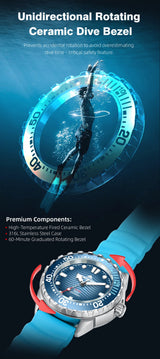 TRITON Men's Solar Dive Watch with Ceramic Bezel