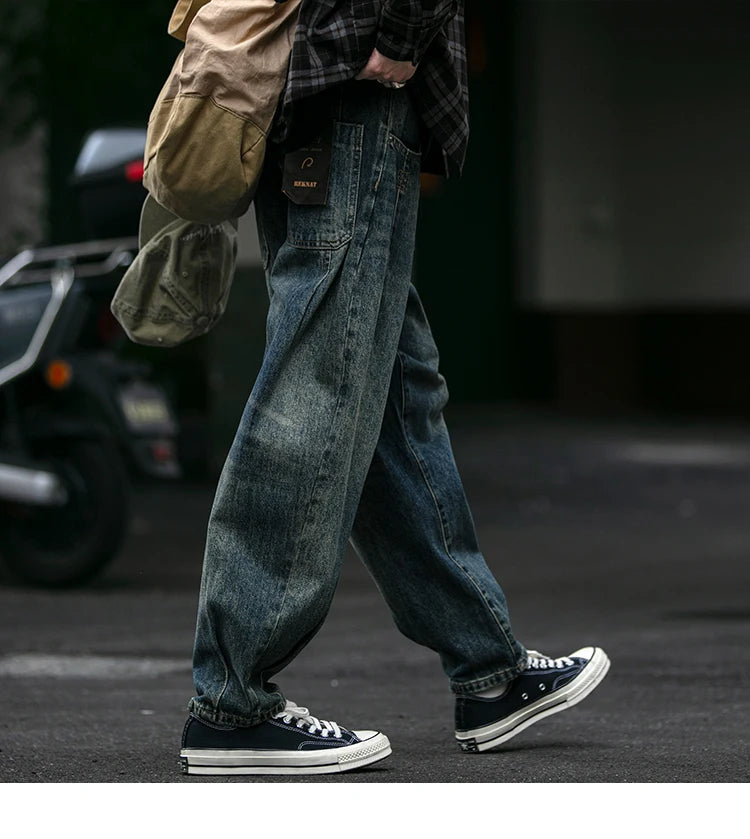 Men's Loose Fit Denim Cargo Jeans