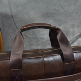 Luufan Genuine Leather Men's Business Handbag 15" Laptop Briefcase Bag Male A4 Document Shoulder Message Computer Bag Work Tote