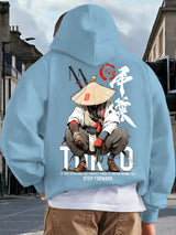 Japan Style Men Women Pullover Hoodie Street Casual Harajuku Retro Art Swordsman Sports Y2K Autumn Winter Sweatshirt Top Clothes