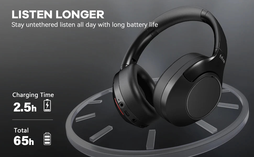 FIFINE Bluetooth wireless headset,Noise Canceling Headphones with Transparency Mode,Deep Bass,Clear Calls,80H Playtime -X3