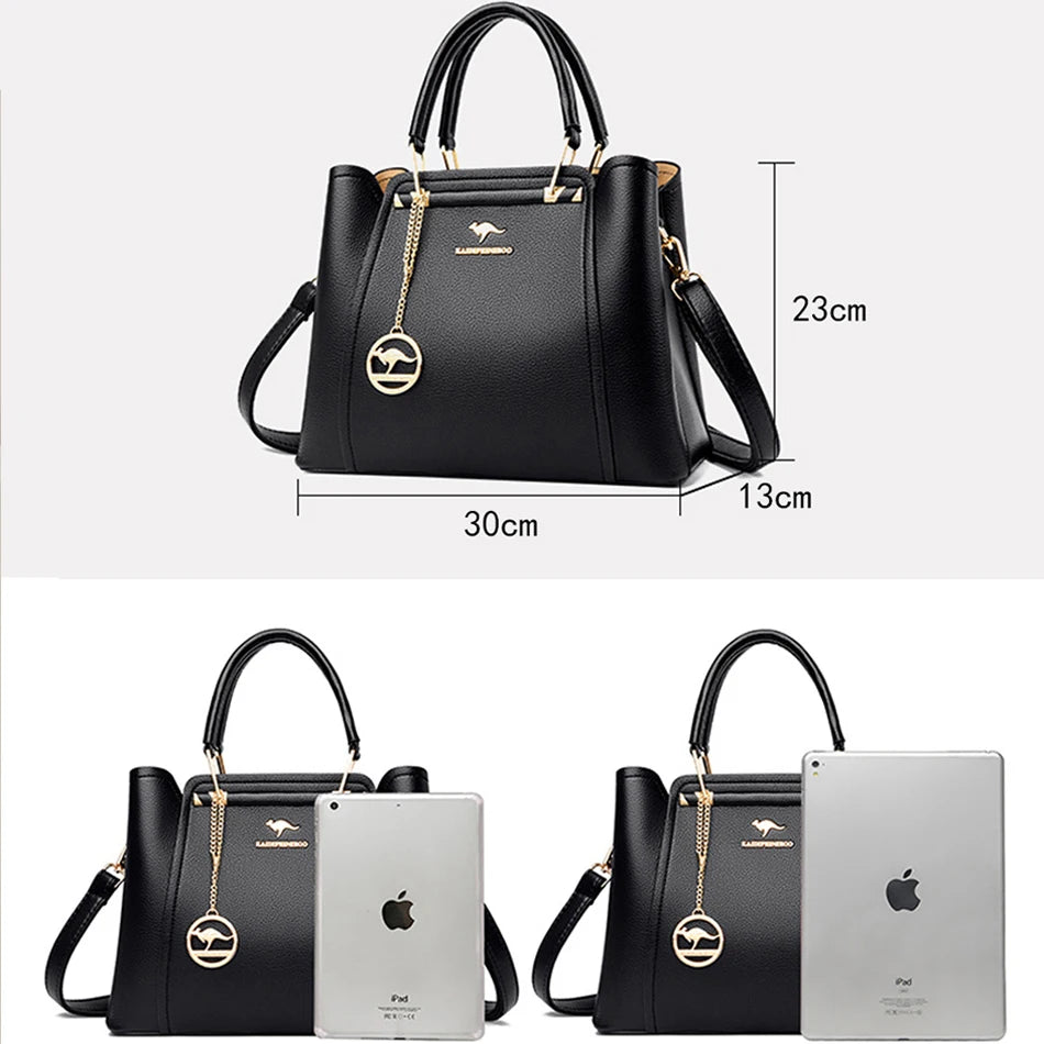 Luxury Triple-Layer Leather Tote & Crossbody