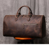 Leathfocus Men's Cowhide Travel Bag Women's Weekend Handbag Large Capacity Vintage Duffle Bag Crazy Horse Leather Laptop Bag