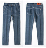 2025 Winter New Men's Fleece Thickened Jeans Retro Blue Hot Straight Casual Pants Stretch Premium Velvet Warm Denim Pants