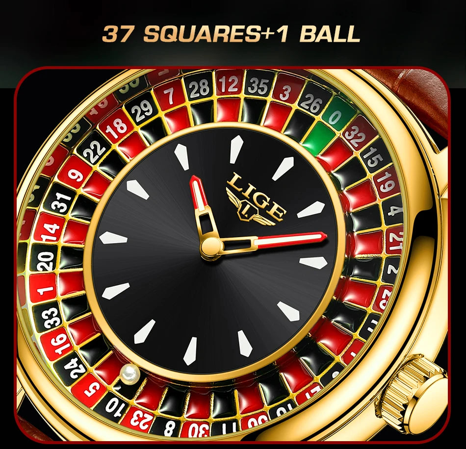 LIGE Men's Rotating Dial Quartz Watch — Luminous, Waterproof, Creative Design