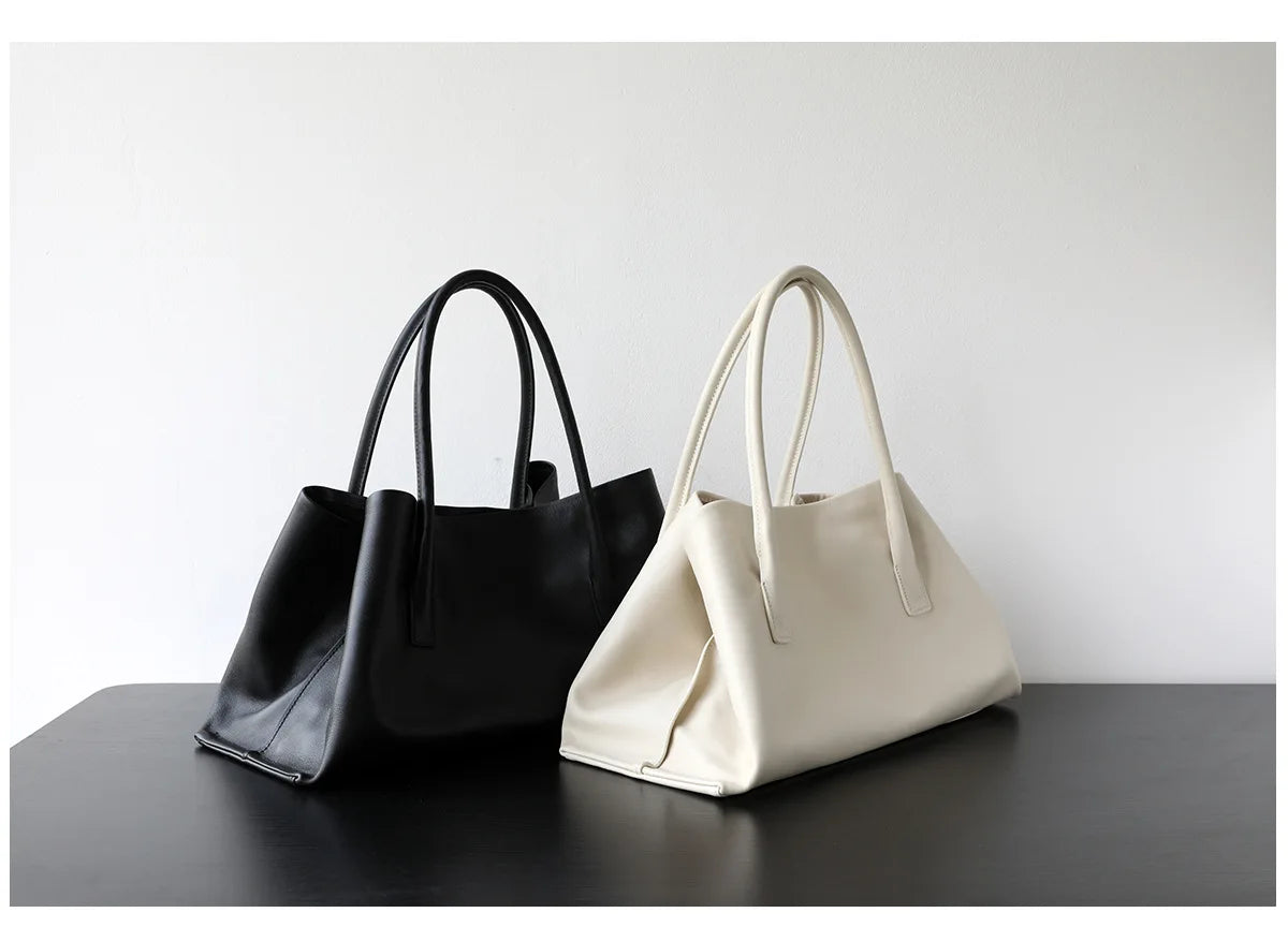 Motingsome Luxury Niche First-layer Cowhide Tote Bag Woman Large Capacity Shoulder Underarm Bag Casual Tote Big Handbag 2025 New