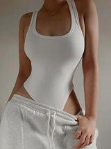 Women's Sleeveless Off-Shoulder Halter Knit Bodysuit