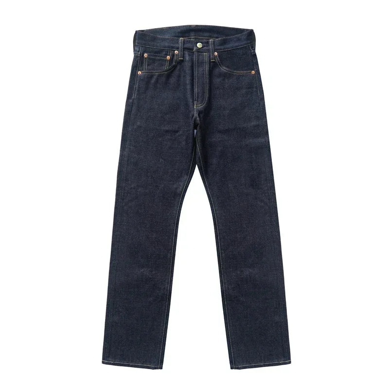 SAUCE ZHAN Mens Jeans Rainbow Sanforized Selvedge Denim Jeans Man Python Skin Labels Regular Fit 14 Oz