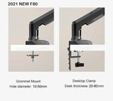 NB NORTH BAYOU F80 A5 Desktop Gas Spring 17-30" LCD LED Monitor Holder Mount Arm Full Motion Display Stand Loading 2-9 Kgs