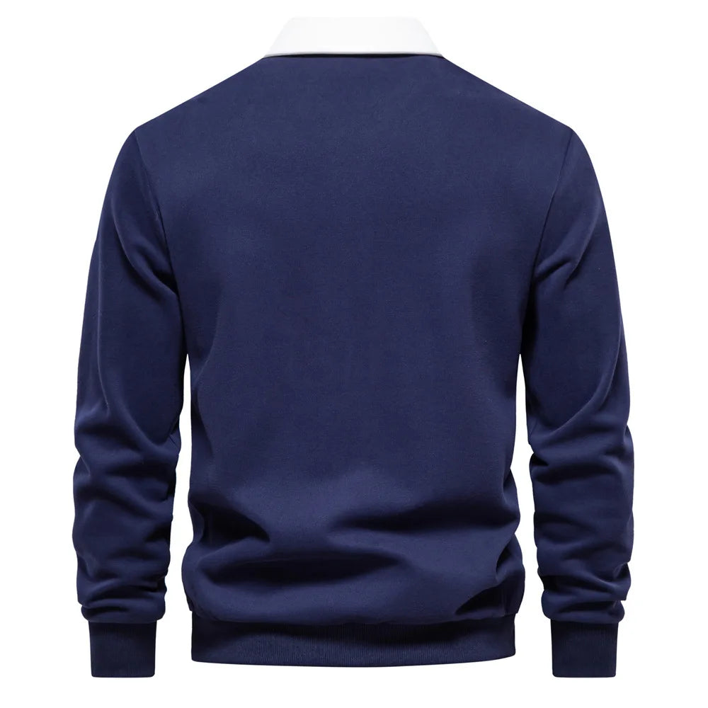 Men's Relaxed Polo Collar Sweater – Autumn Long Sleeve