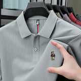Men's Cotton Bear Embroidery Polo | Korean Style