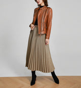 Women's Short Genuine Sheepskin Biker Jacket
