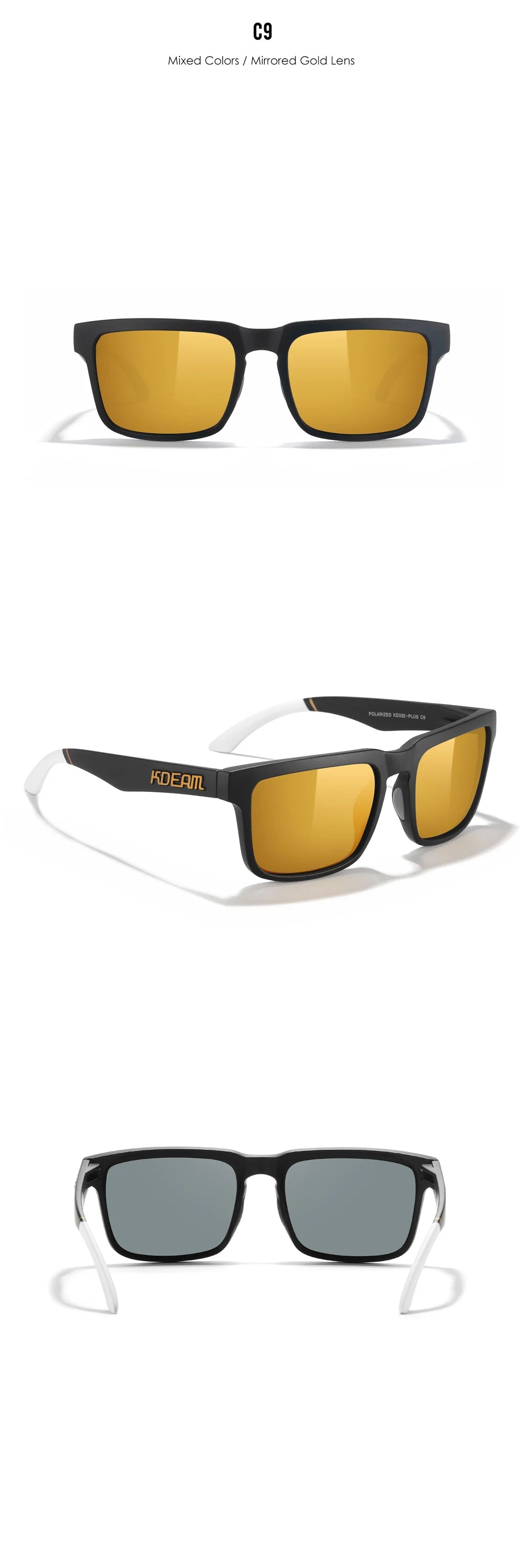 KDEAM Large Size Men's Sunglasses Polarized Photochromic Night Vision Goggles Oversized Sun Glasses With 154mm Width KD332 PLUS