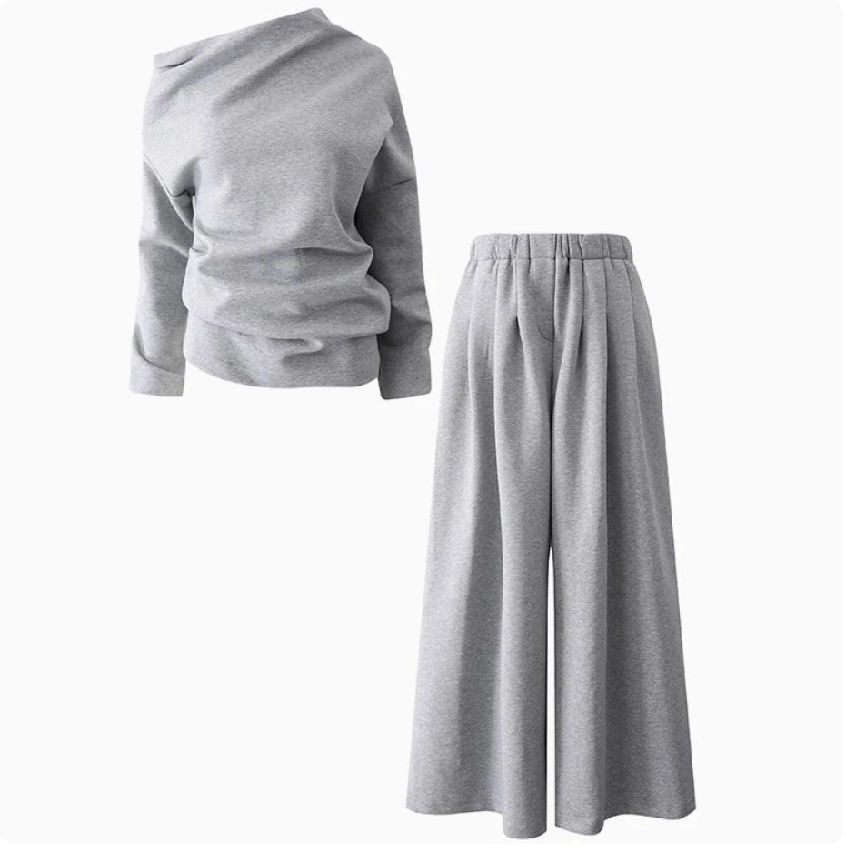 SuperAen Women's Clothing Summer Beautiful Women's 2025 New Loose Shirt Straight Wide-leg Pants Two-piece Set