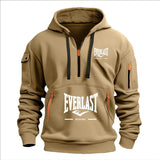 Men’s Printed Fleece Hoodie with Zipper Details