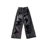 Vintage Black Ripped Wide-Leg Jeans for Women