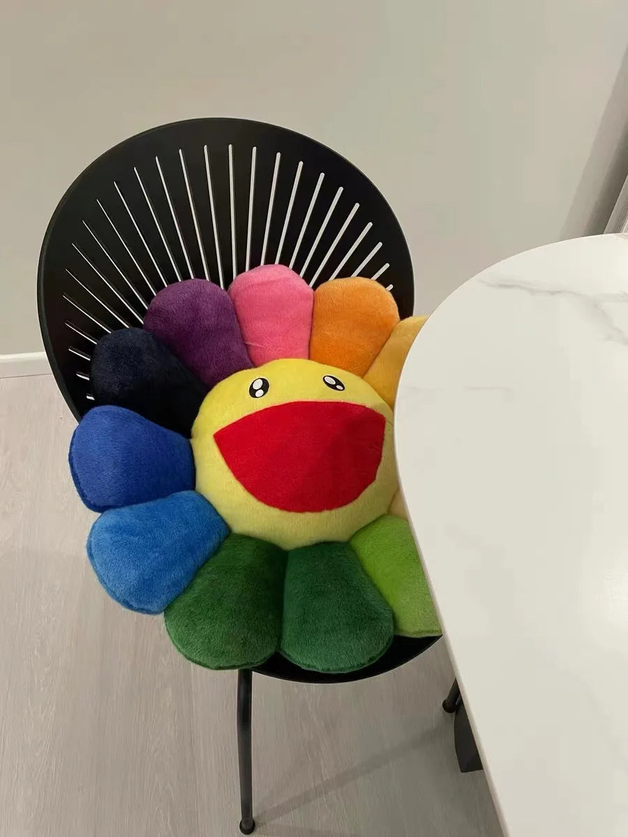Rainbow Daisy Children's Plush Pillow, Japanese, Sunflower, Floor Game Mat Seat Pillow Sofa House Car Decoration Plush Pillow