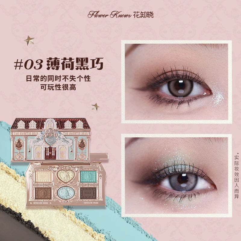 Flower Knows Strawberry Rococo Moonlight Mermaid Jewel Eyeshadow Palette 5 Colors Pearlescent Mashed Potatoes 2023