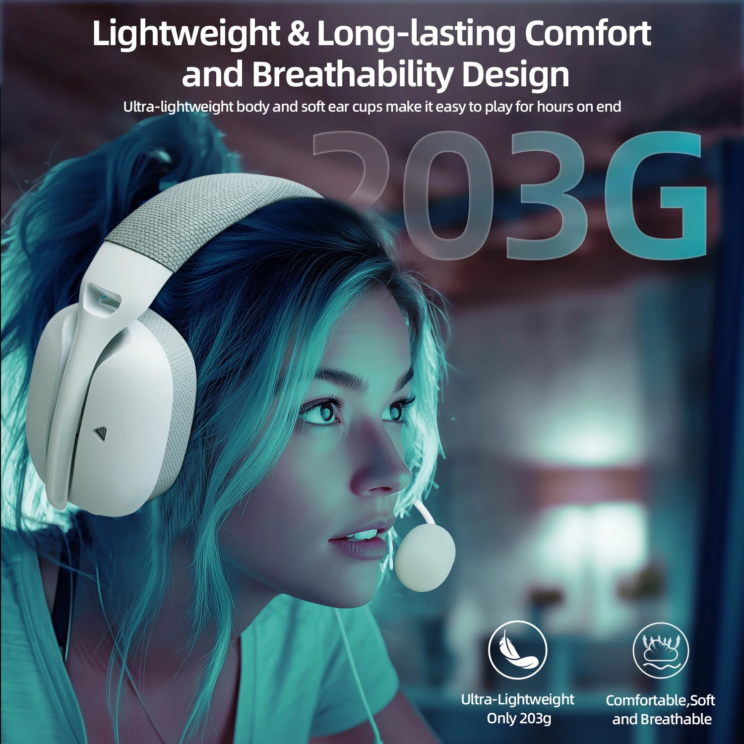 ATTACK SHARK L80PRO Wireless Gaming Headset 2.4G Bluetooth Wired 203g Ultra-Light Dual Mic 40mm Driver Low Latency Headphone