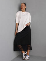 Elegant High-Waist Lace Midi Skirt