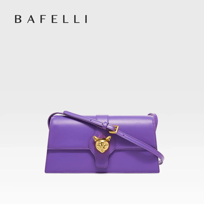 BAFELLI CAT 2026 NEW WOMEN'S BAG LUXURY BRAND FASHION RETRO STYLE DENIM TRENDING SHOULDER CLUTCH FEMALE LEATHER FLAP PURSE