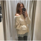 Chic V-neck Knitted Lace-up Women Cardigan Elegant Solid Full Sleeve Loose Cropped Sweater 2026 Lady Commute Office Cardigans