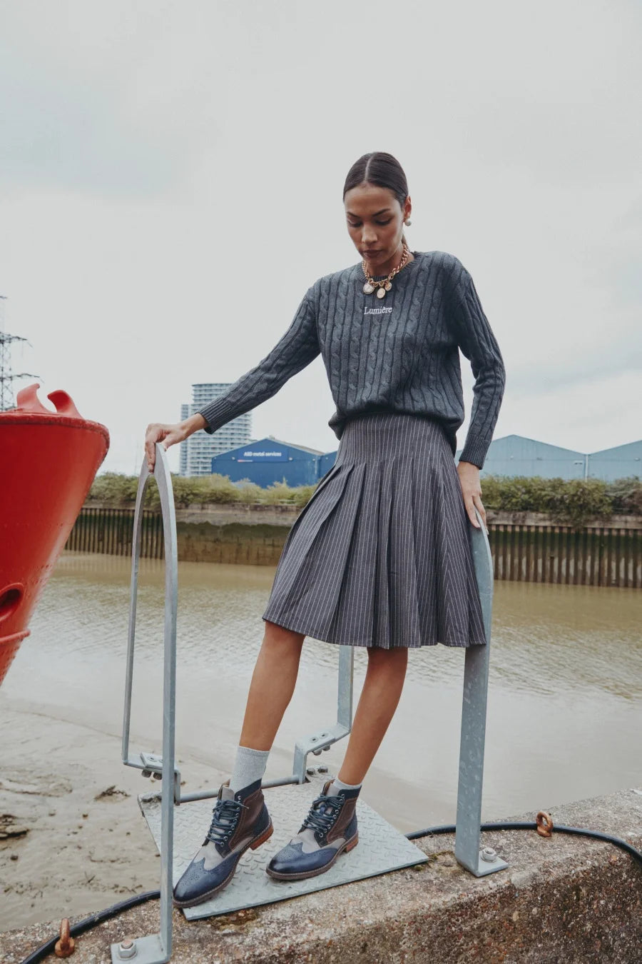 AW25 Pinstripe Collection – Knit & Slip Dress Set