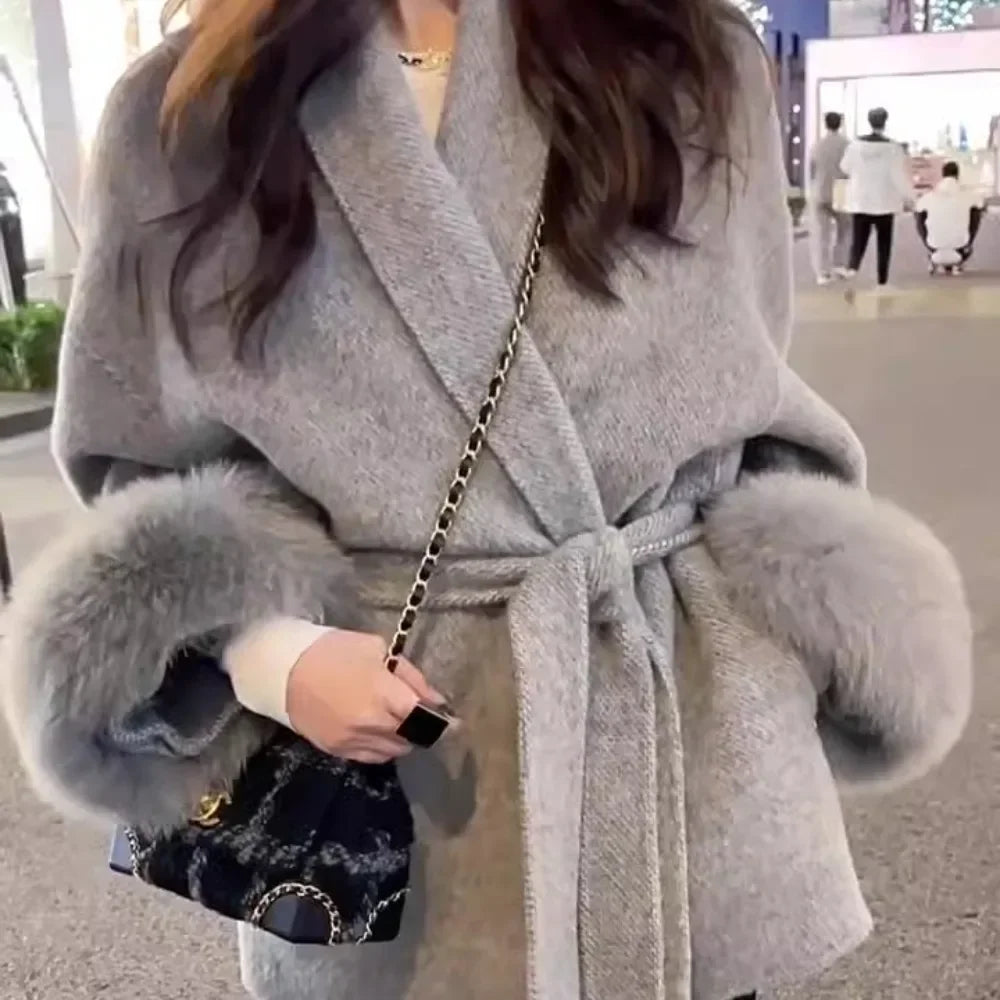 Double-Sided Wool & Fox Fur Jacket