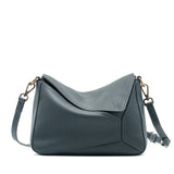 Pure 100% Cowhide Leather Women's Geometric Solid Color Shoulder Bag For Ladies Large Capacity Pillow Crossbody Handbag Luxury