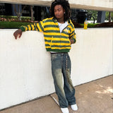 Y2K Striped Zip-Up Hoodie with Embroidery