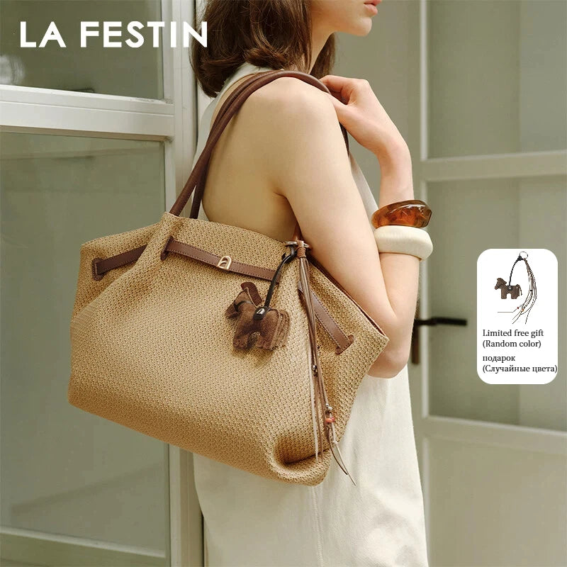 LA FESTIN Original Brand Women's bags Shoulder Bag Woven Bag 2026 New Tote Bag Large Handbag Travel Bag Big Beach Bag