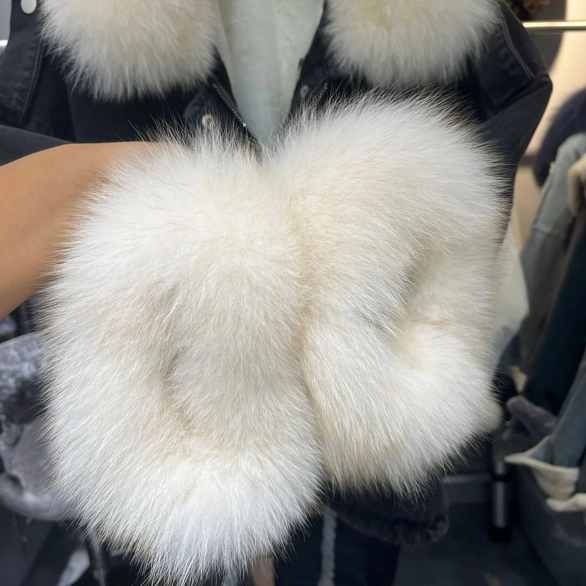 Women's Fox Fur Denim Winter Jacket – 2025 USA Streetwear Edition