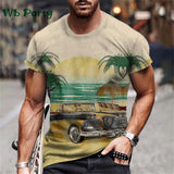 Vintage Route 66 Biker Print Men's Graphic Tee