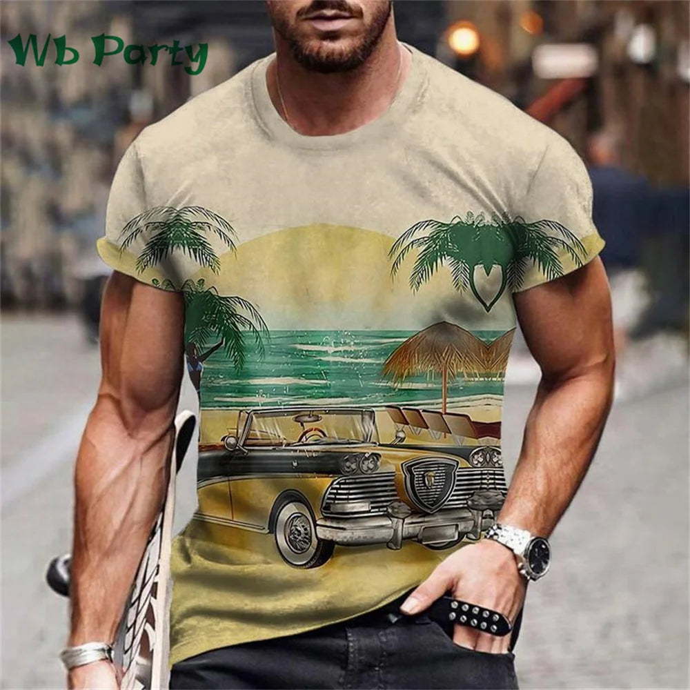 Vintage Route 66 Biker Print Men's Graphic Tee