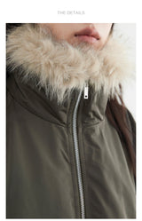 Women's Hooded Down Jacket with Faux Fur Collar