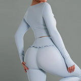 Premium Women’s 2-Piece Yoga & Gym Set – Long Sleeve Quick-Dry Sportswear