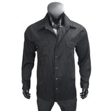 Men's Denim Shirt Slim Fit Light Blue Long Sleeve Casual Top with Two Chest Pockets Button Front Copper Buttons Washed Gray