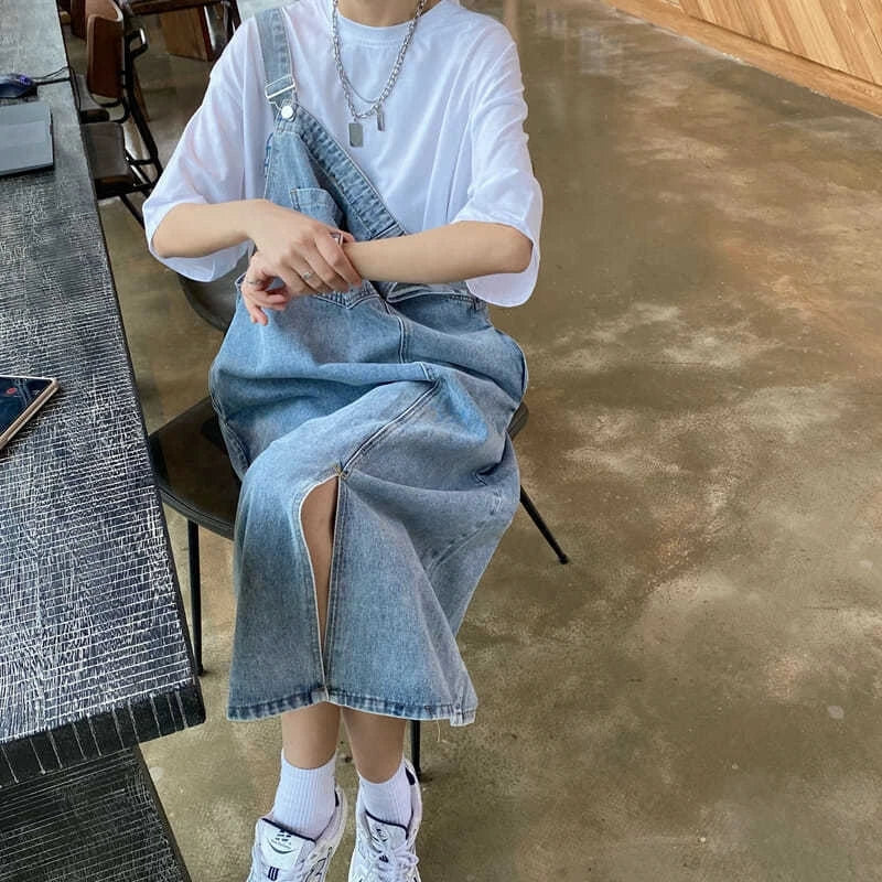 Women's Denim Spaghetti Strap Overall Dress
