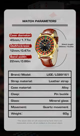 LIGE Men's Rotating Dial Quartz Watch — Luminous, Waterproof, Creative Design