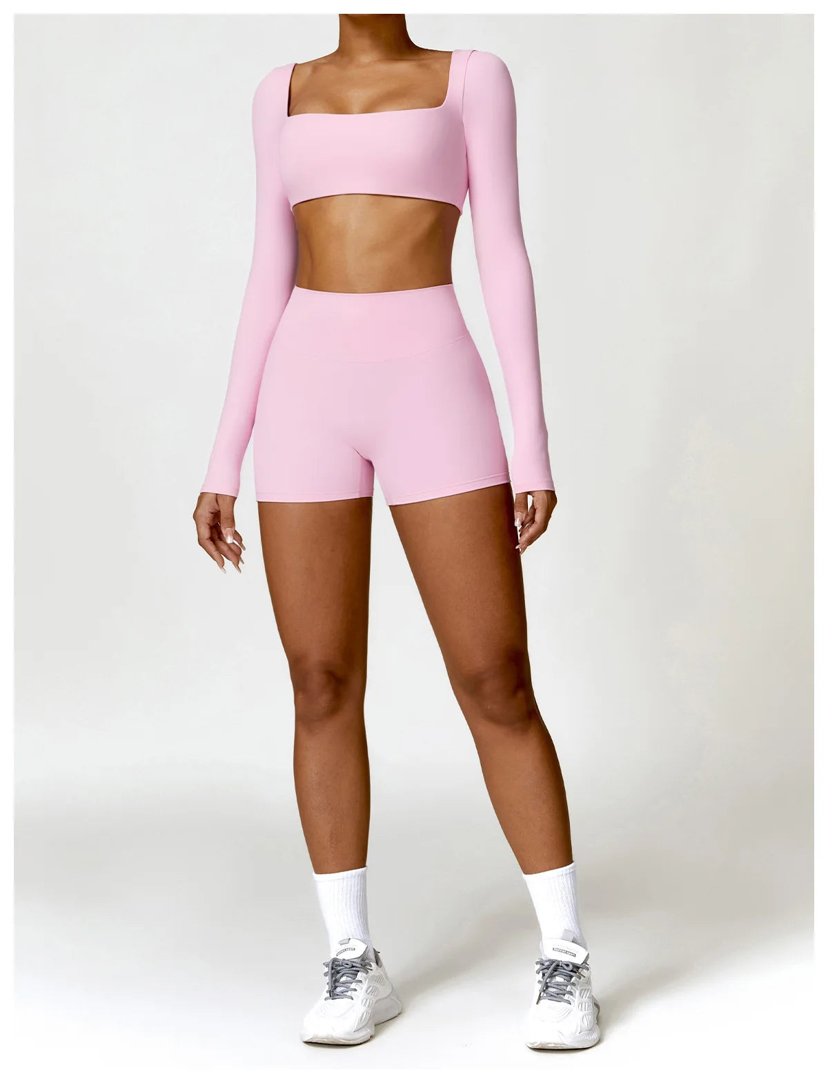 2-Piece Women's High-Waist Yoga Set – Seamless Long Sleeve Workout Suit