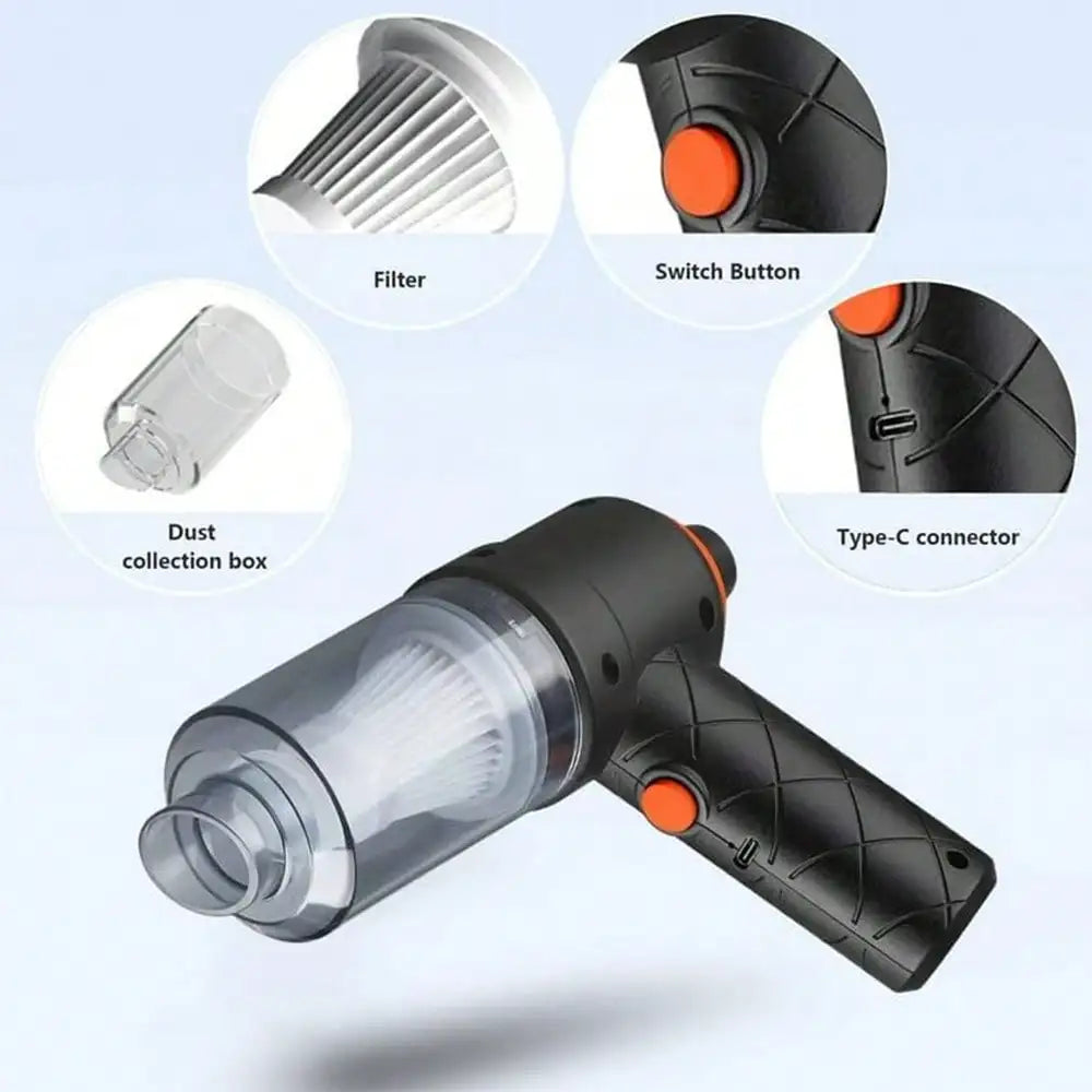 Cordless Handheld Vacuum – Blow & Suction, USB Rechargeable