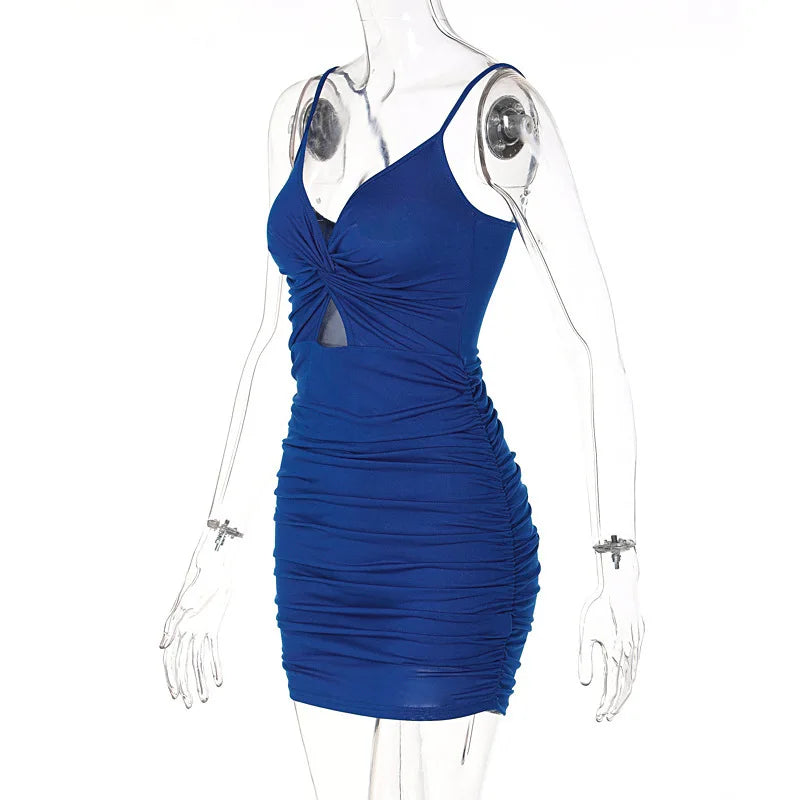 Elegant Spaghetti Strap Ruched Bodycon Dress